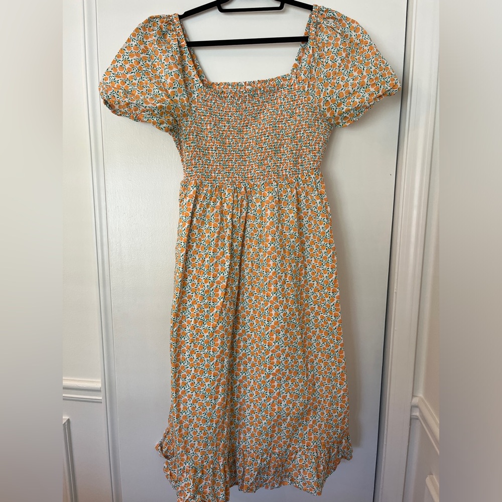 J. Crew Peach Novelty Print Cotton Dress